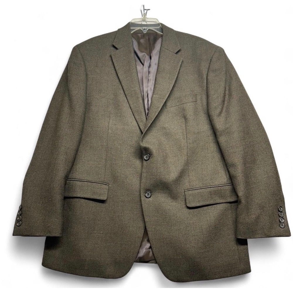 Lauren Ralph Lauren Mens 44R Wool Blazer Olive Brown 2 Button Sport Coat 44 R